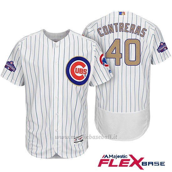 Maglia Baseball Uomo Chicago Cubs 40 Willson Contreras Bianco Or Program Flex Base